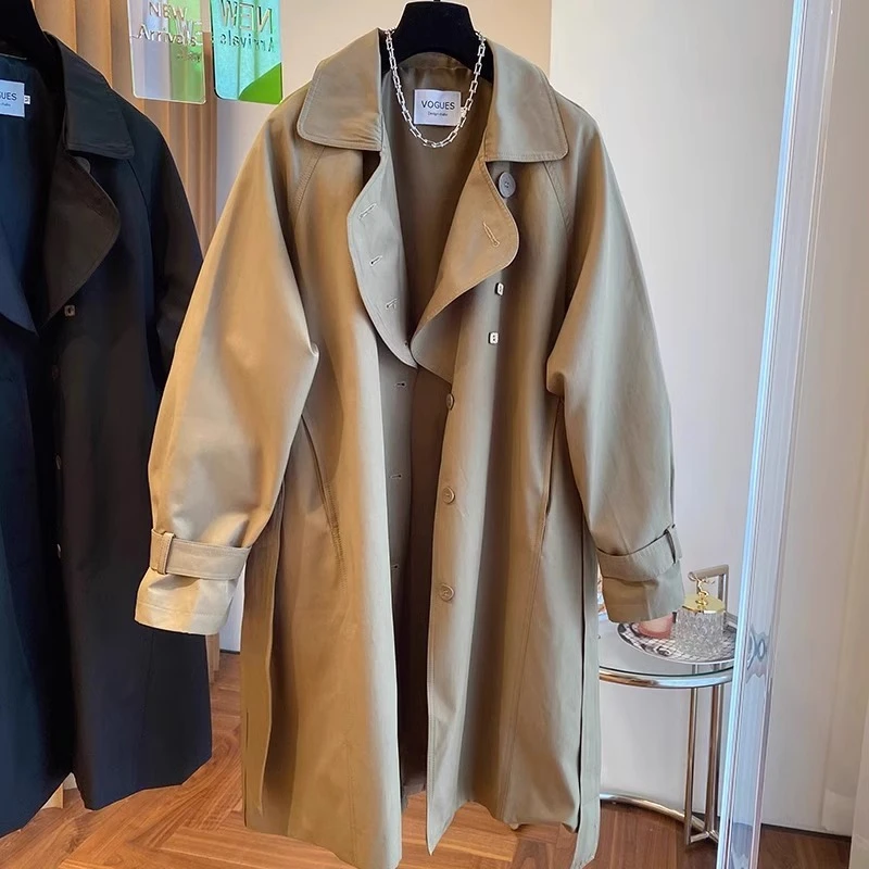 8776大码女装高级感气质翻领大衣女秋季新款胖mm遮肉显瘦风衣外套