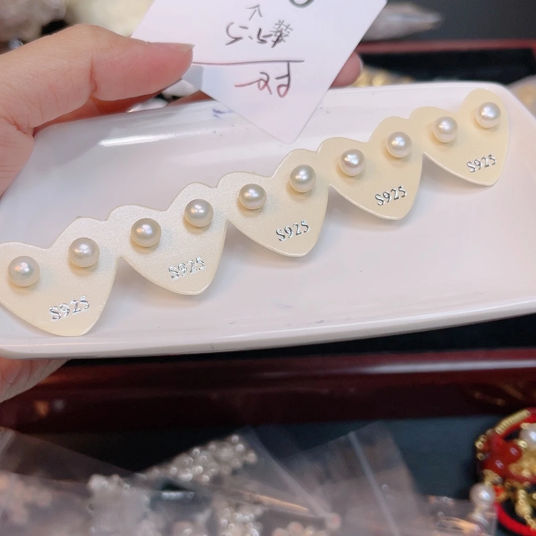 淡水珍珠耳饰银S925镶嵌10