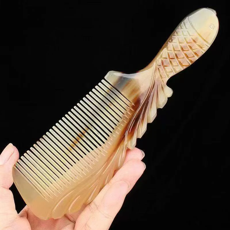 特价牛角梳年年有鱼20厘米手工正品