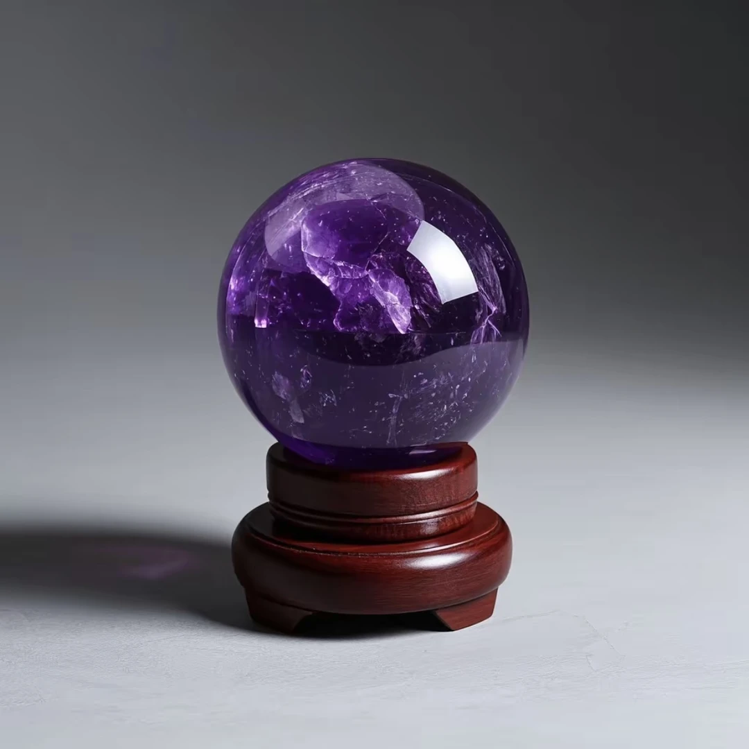 高档天然紫水晶球风水摆件家居客厅玄关茶室紫气东来水晶原石打磨