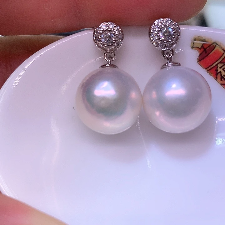 银S925镶嵌耳饰淡水珍珠