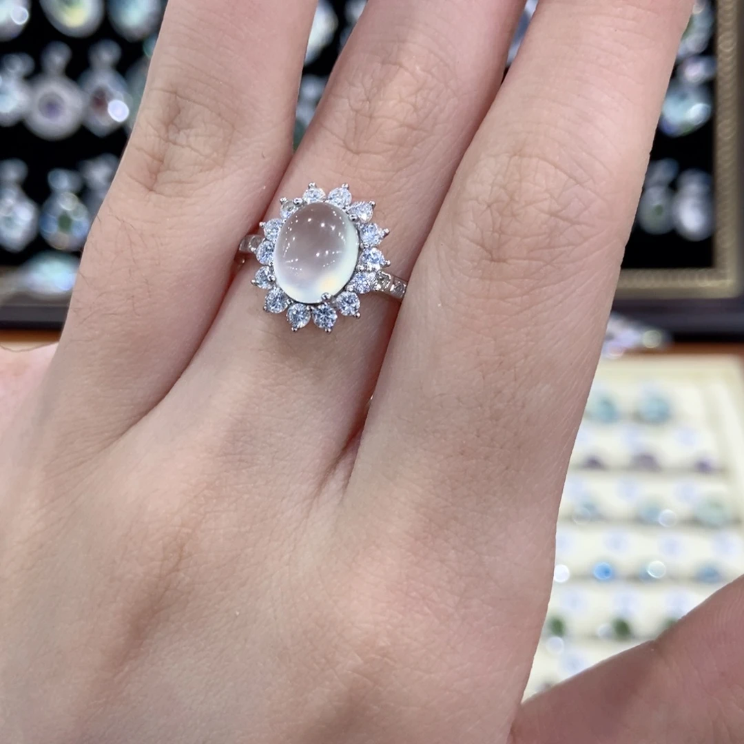 蛇纹石玉银S925镶嵌戒指