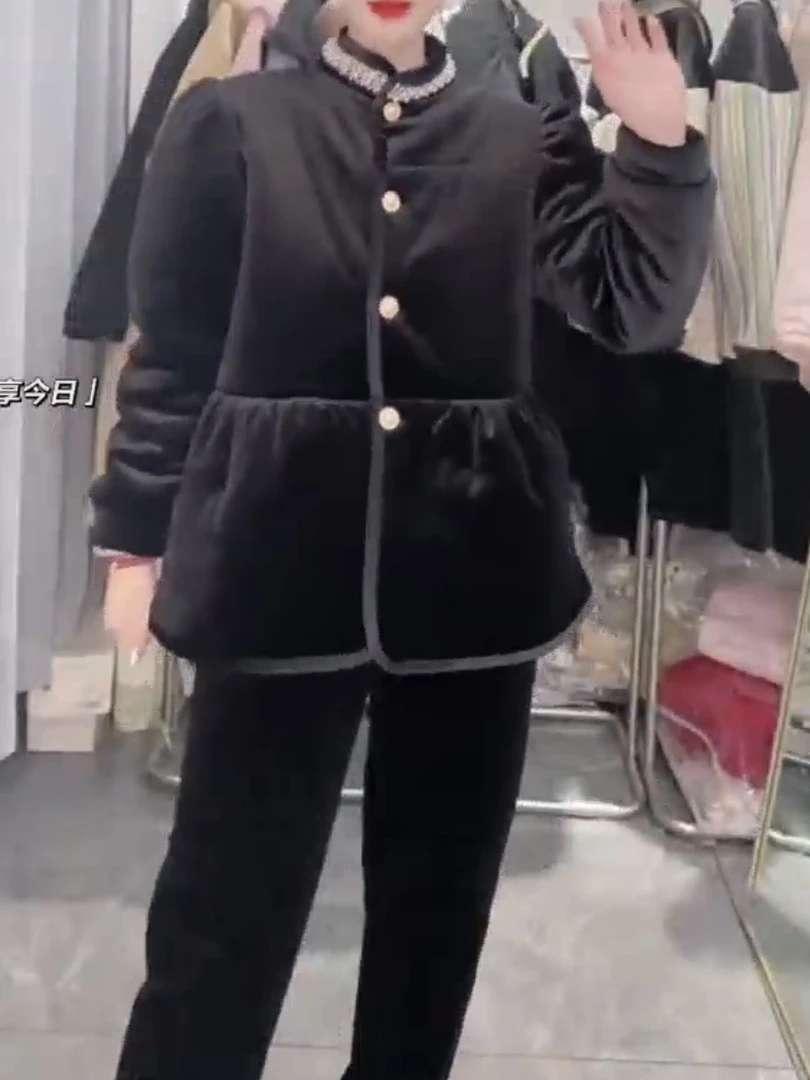 丝绒可外穿加厚保暖设计感女款家居服