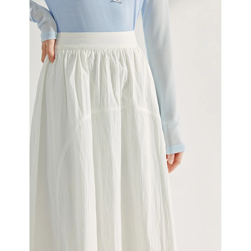 【欧若风穿搭】茵曼25春季新款女装字松紧百褶伞摆半身裙W18518263