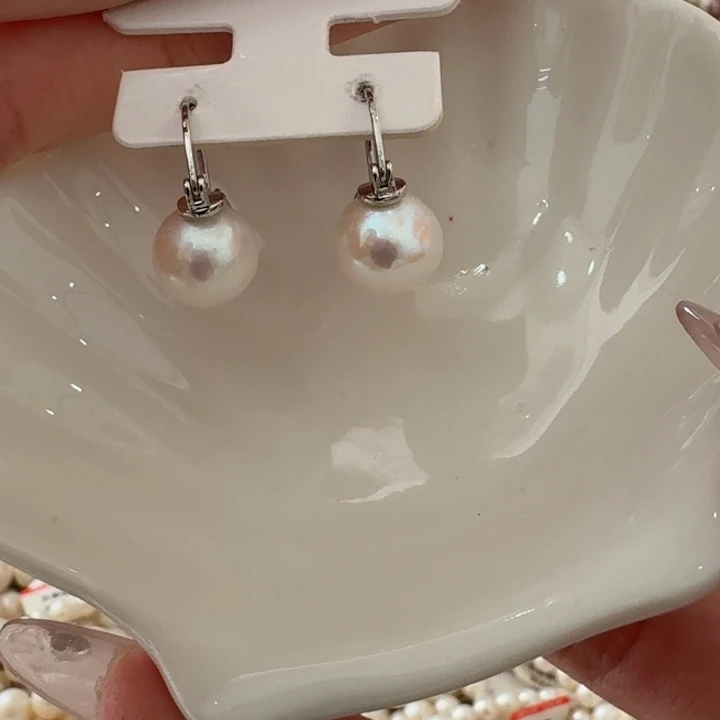 淡水珍珠耳饰银S925镶嵌60