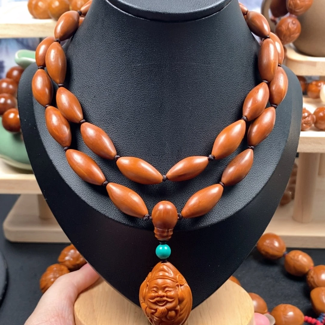 橄榄核吊坠柳叶核长串➕财神单籽