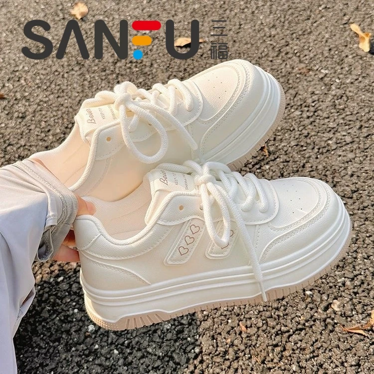 三福奶fufu小白鞋女2025春季新款爆款学生百搭chic鞋子女厚底板鞋