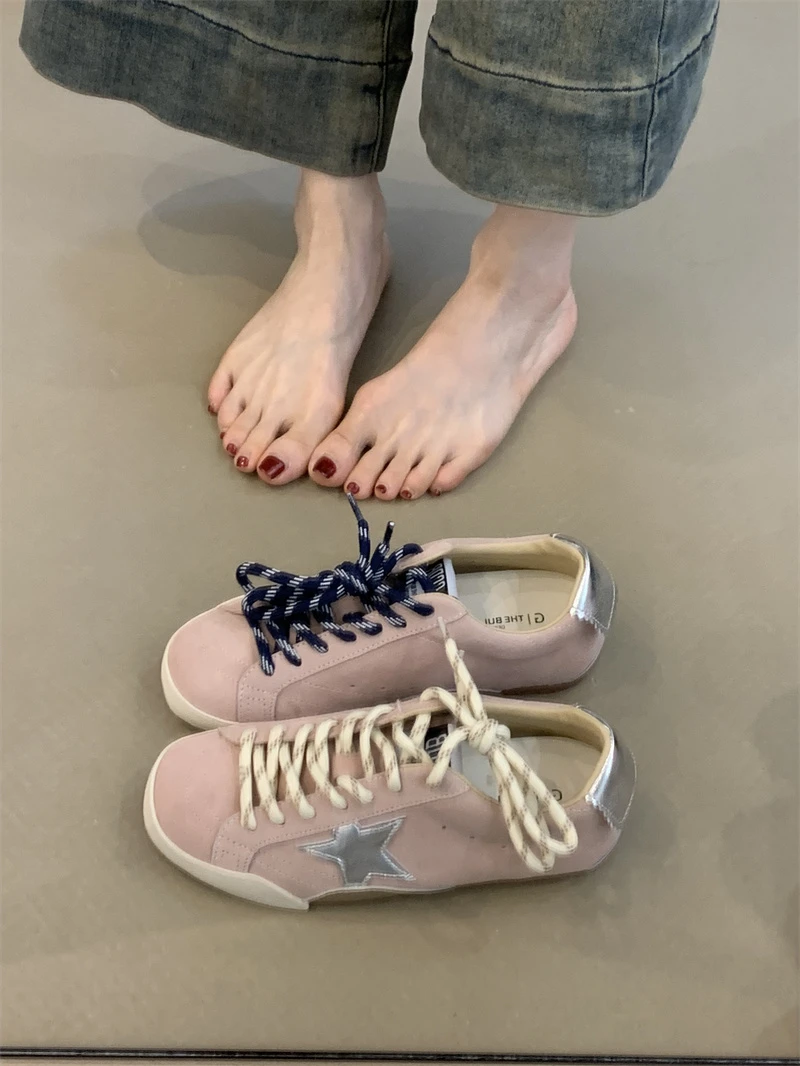 复古休闲百搭德训鞋女2025年新款复古做旧星星小脏鞋增高小板鞋女