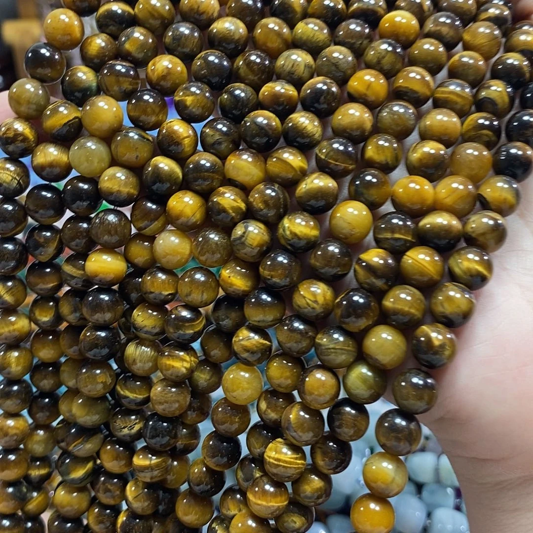 玛瑙/玉髓未镶嵌珠宝半成品虎眼一条卡8mm