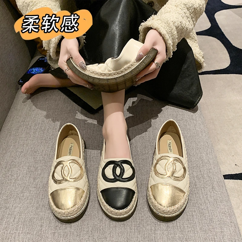 2025年秋夏新款小香风渔夫鞋百搭休闲鞋子一脚蹬豆豆鞋乐福鞋女鞋