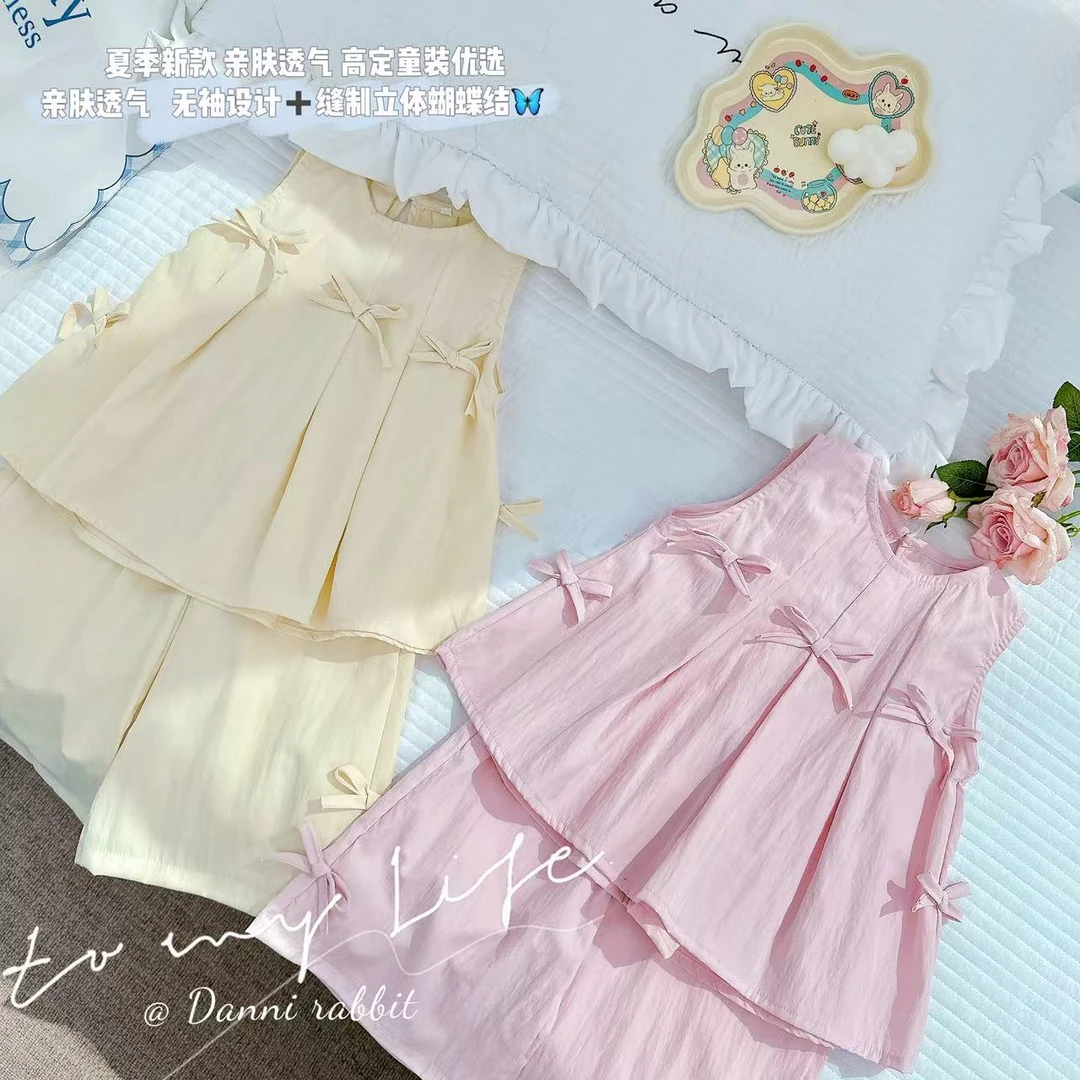 【Dannirabbit】*纯色百搭+洋气时尚蝴蝶结*女童套装 X-834