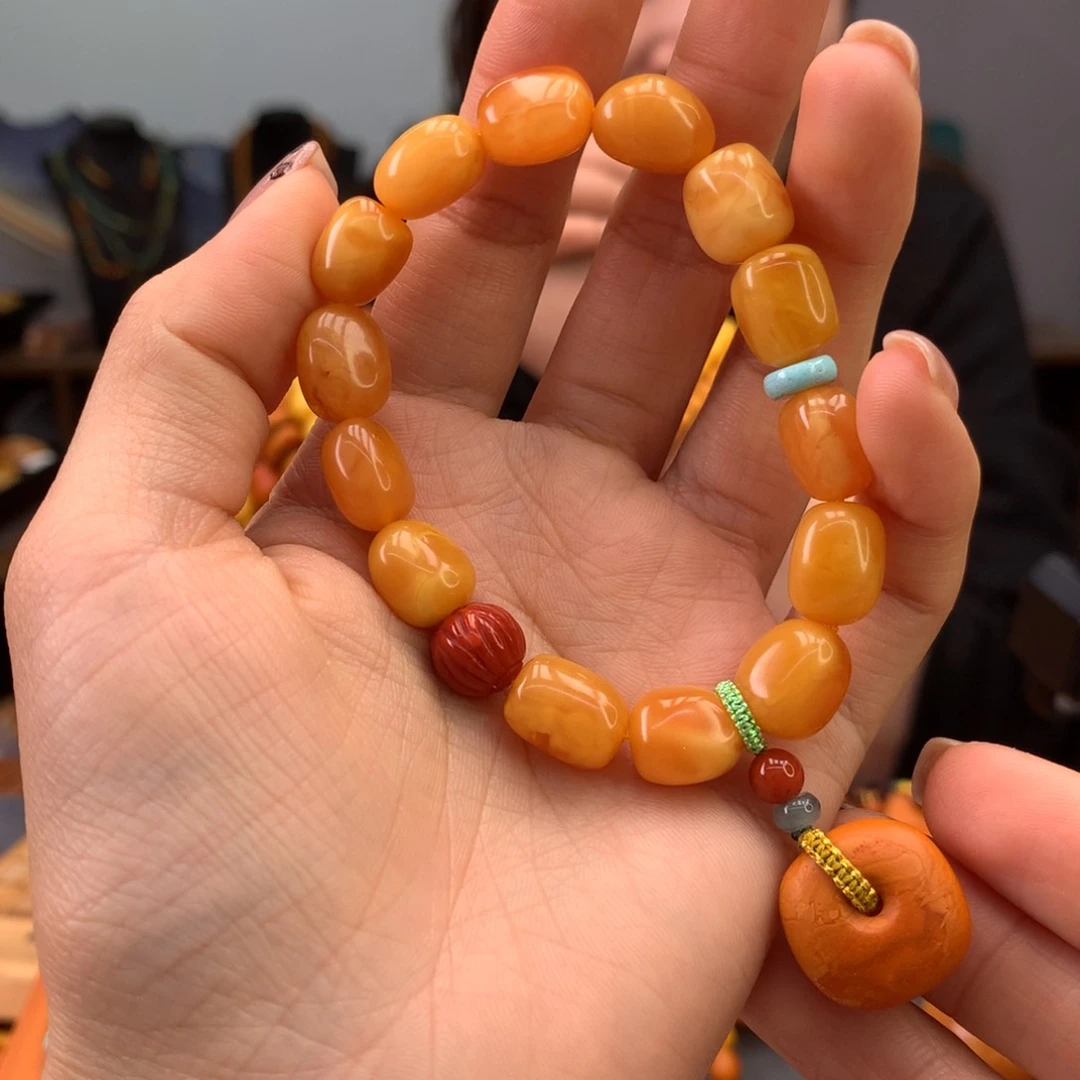 蜜蜡手串未镶嵌天然