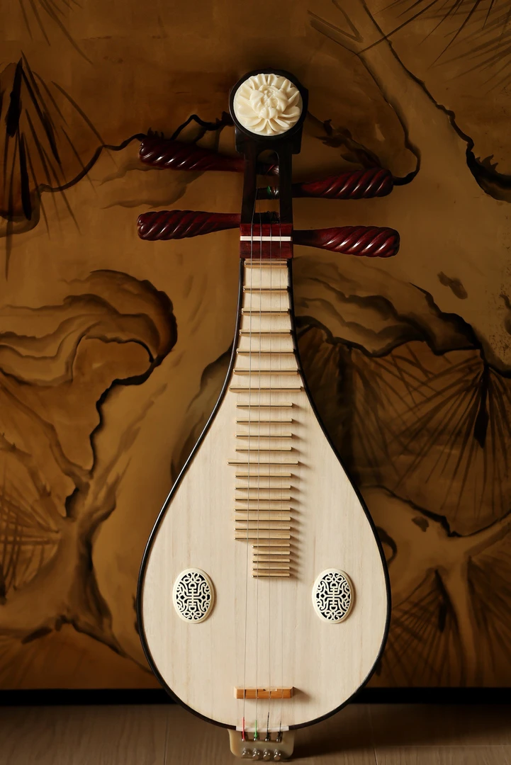 印度小叶紫檀红木琵琶琴收藏工艺苏州名家整木空民族古典乐器实木