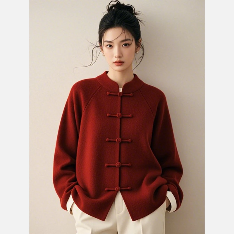 新中式女装国风复古宽松针织开衫外穿毛衣外套女春秋2025新款初冬