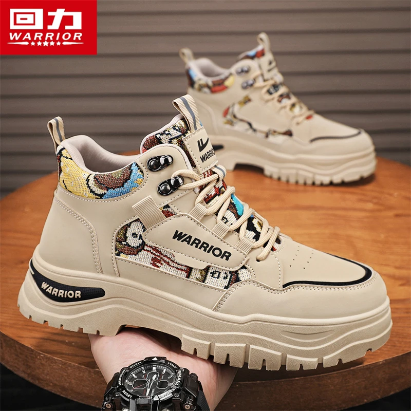 回力马丁靴男款2025新款冬季国潮刺绣百搭工装鞋男士厚底休闲板鞋