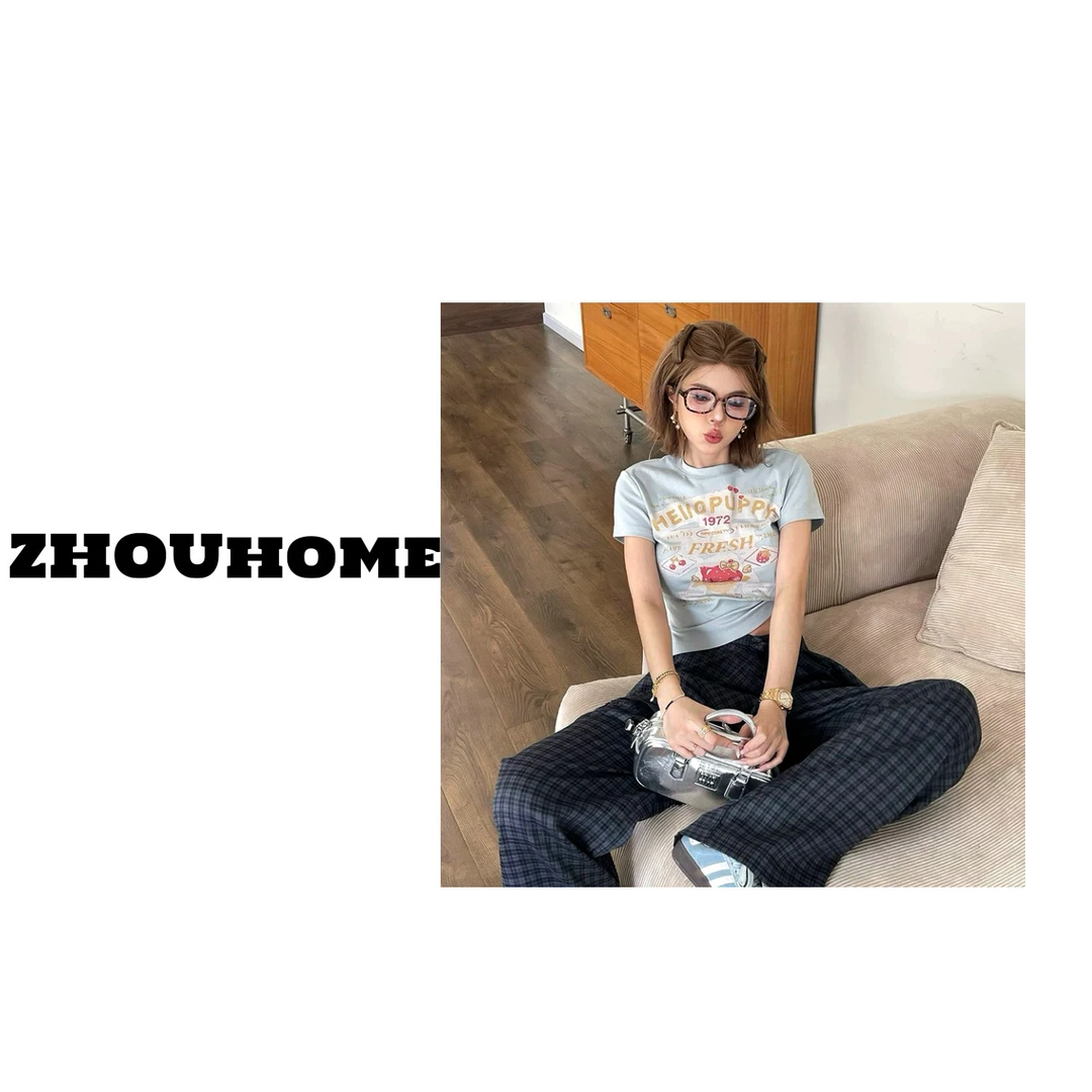 【周周服饰】深圳南油小众设计师款盐系减龄显瘦卡通印花短袖T恤女