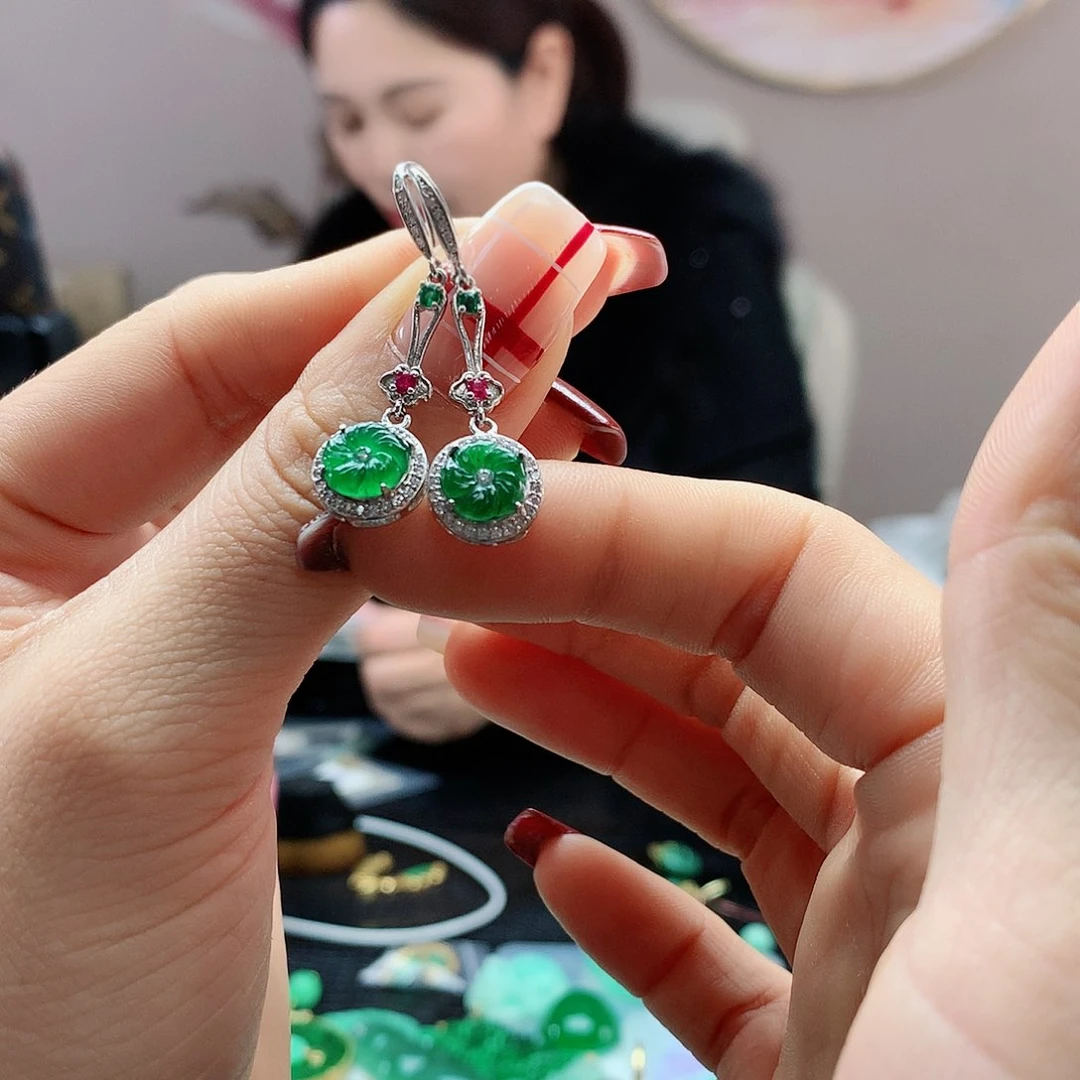 【闪购商品】翡翠耳饰银S925镶嵌，