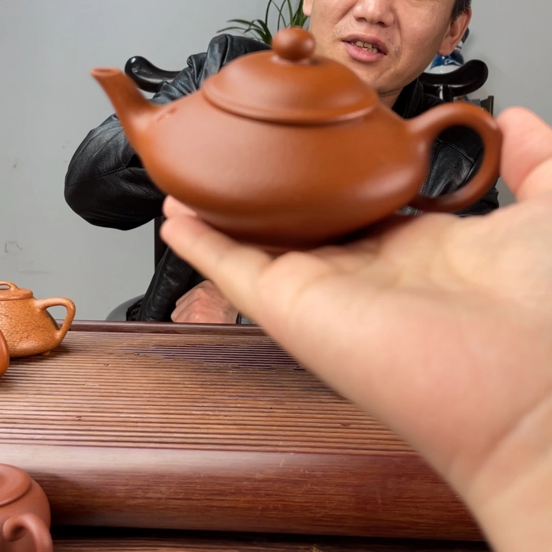 朱泥茶壶微瑕水扁120cc
