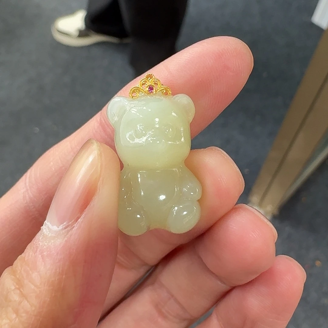 和田玉吊坠18K金镶嵌33陆姐青海料