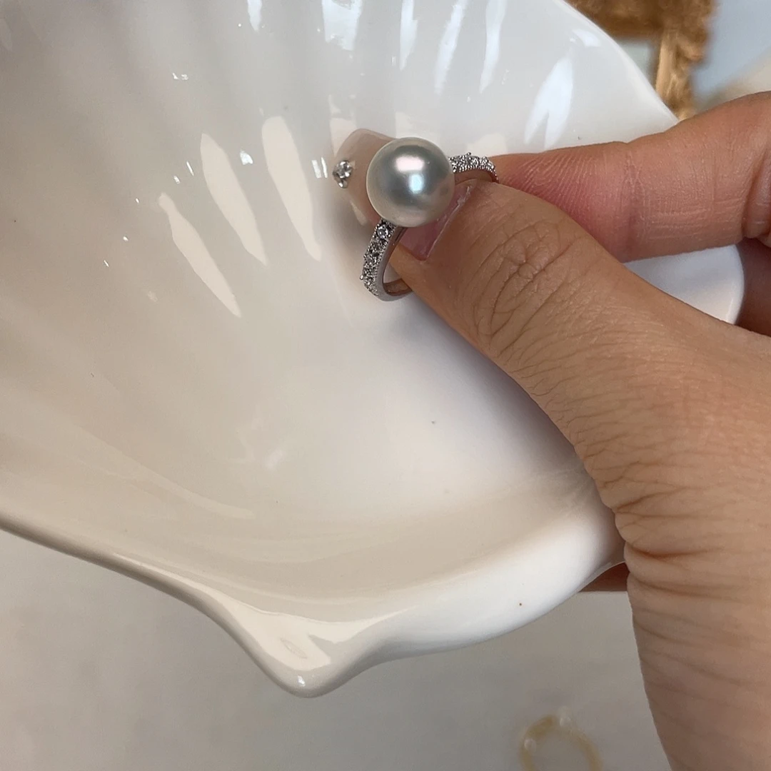 海水珍珠银S925镶嵌戒指