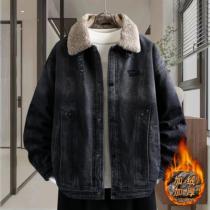 新款冬季加绒加厚时尚百搭潮流外套休闲宽松翻领青少年外套JR3570