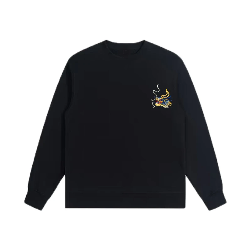 【花】简约龙头刺绣长袖男士经典百搭圆领卫衣 337