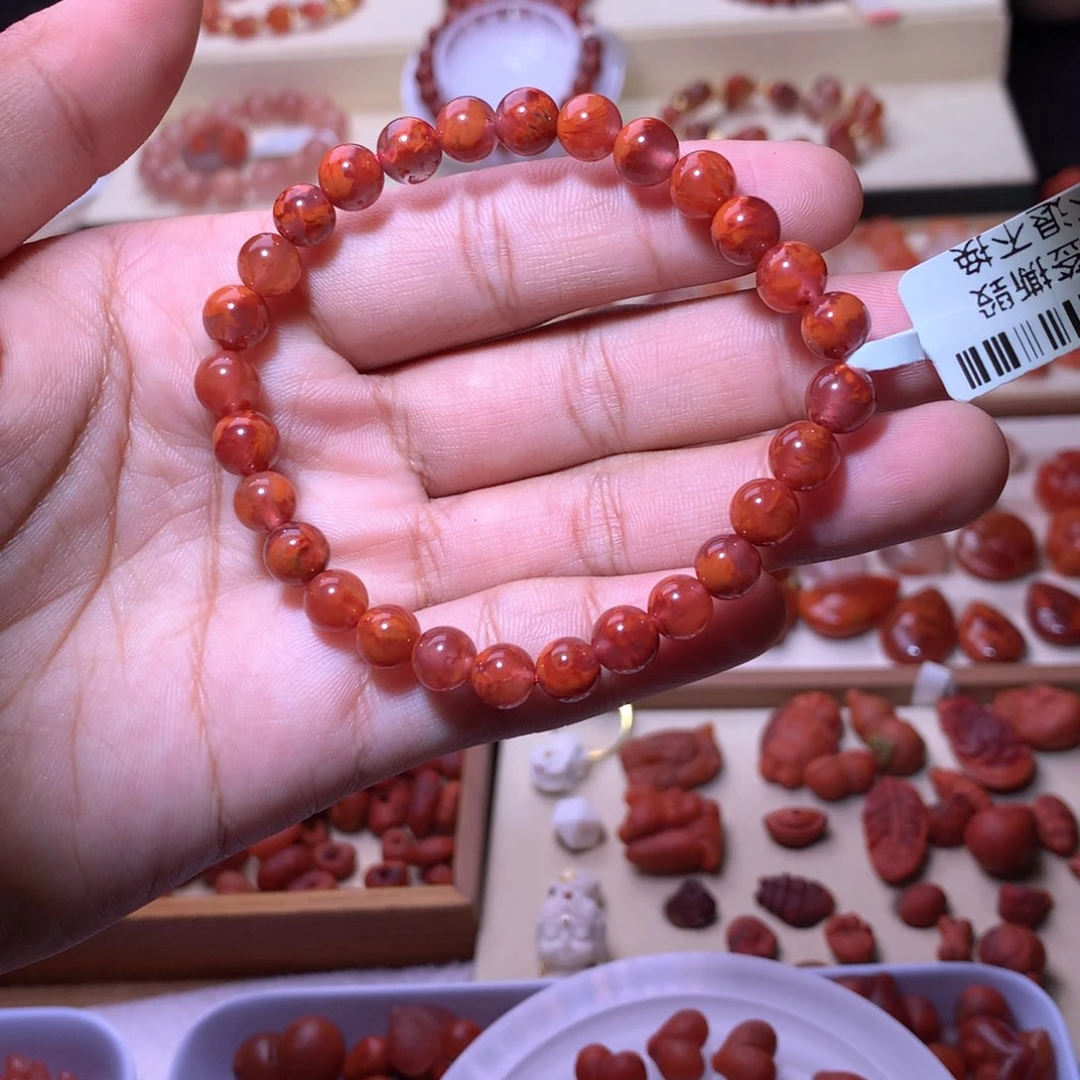 南红玛瑙未镶嵌珠宝半成品火焰单圈