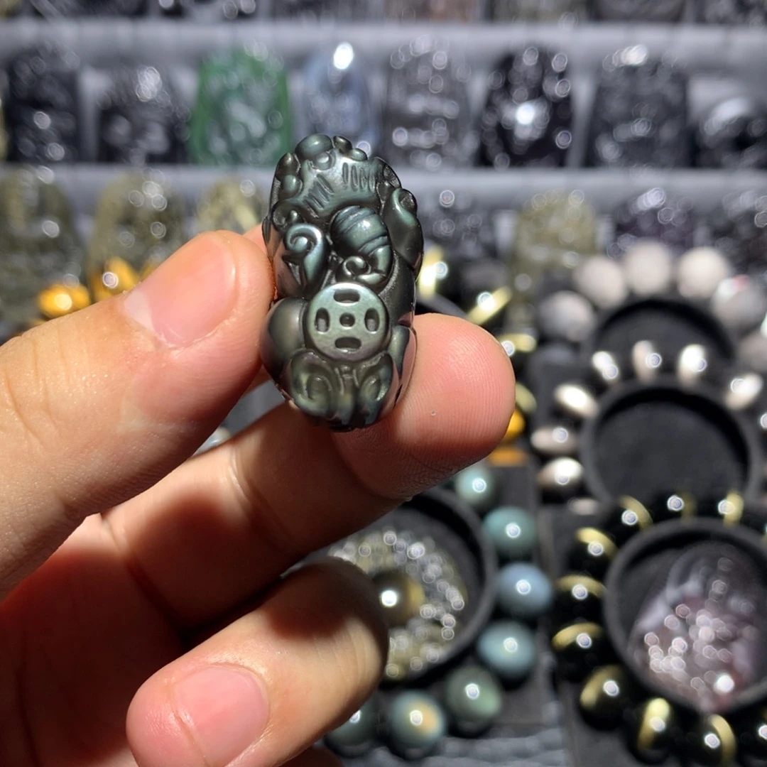 村***长黑曜岩未镶嵌手串