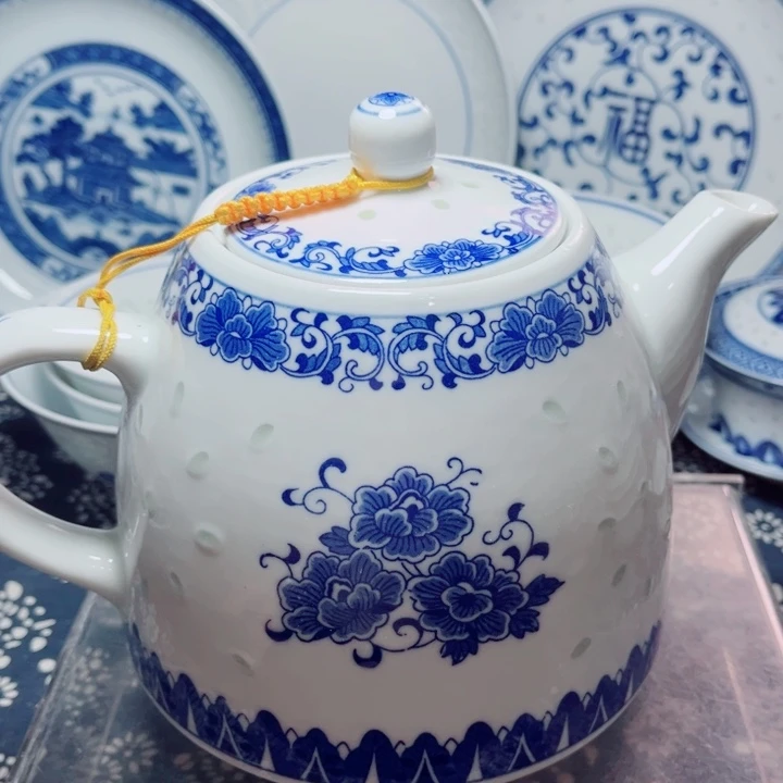 青花玲珑1.5升大水壶