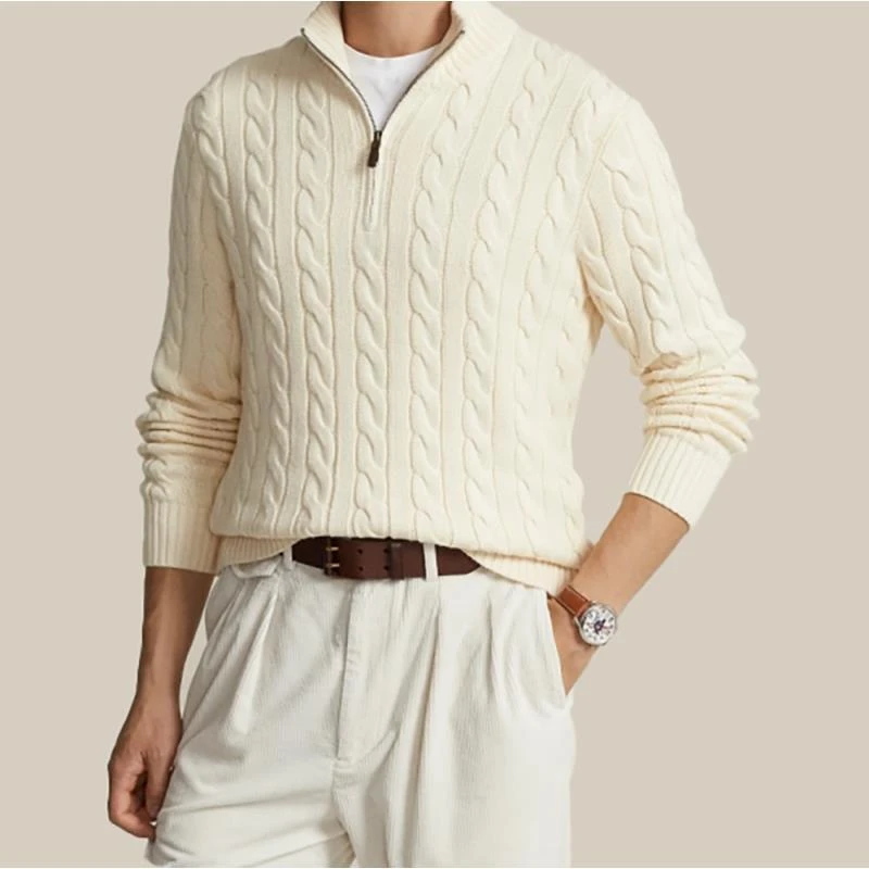 FAFACH 韩版宽松显瘦休闲半开胸（6个色）男女同款拉链绞花针织毛衫