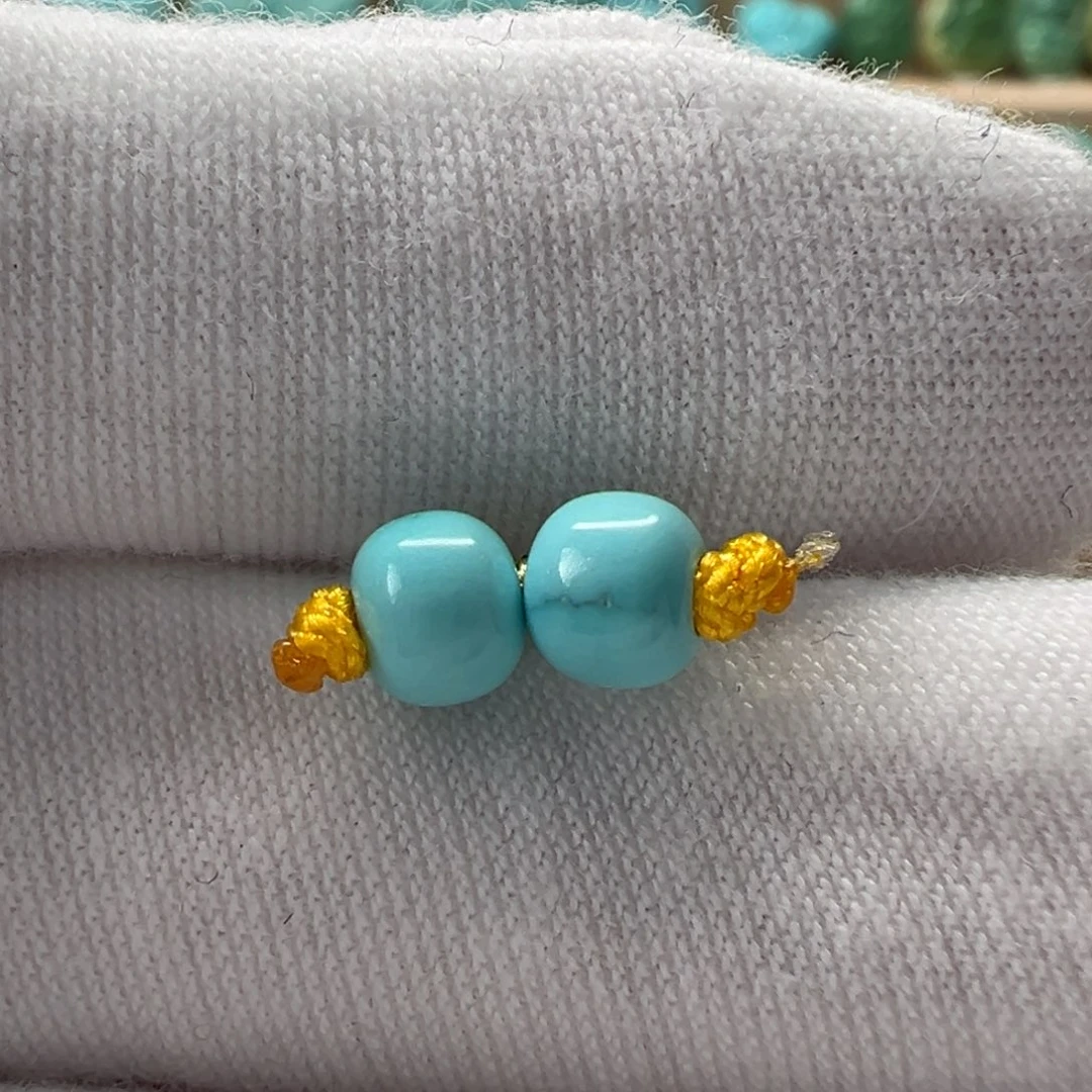 未镶嵌绿松石老型对珠5.1mm