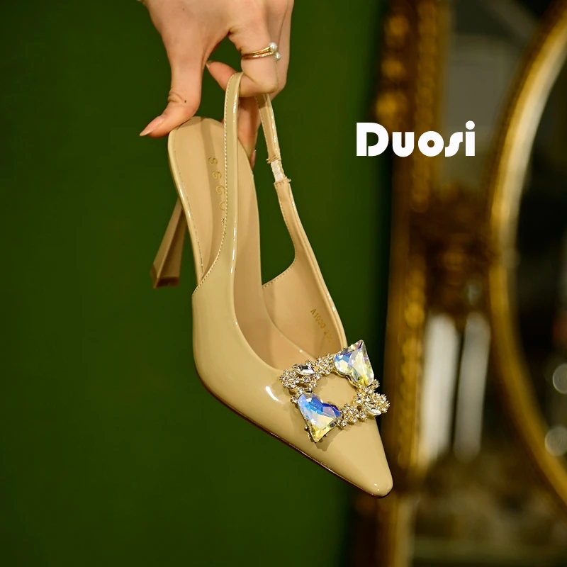 【DUOSI】8.5cm富家千金气质名媛鞋子女夏细跟高跟鞋时装凉鞋A1039