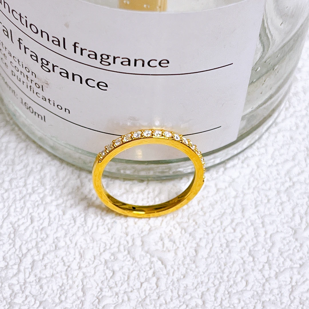 足金999排钻镶嵌戒指气质时尚简单简约女士轻奢