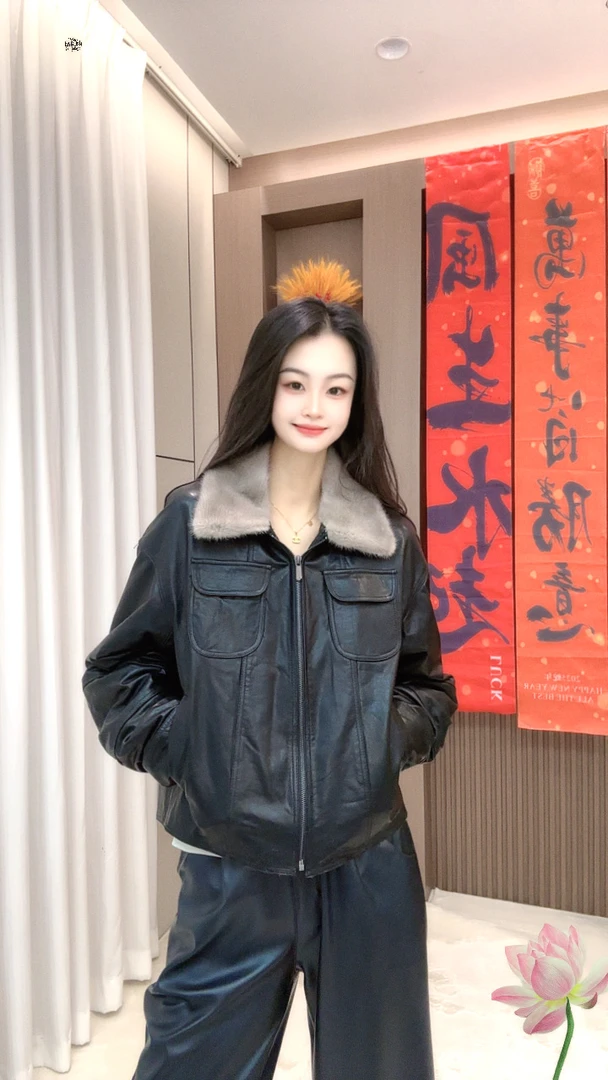 真皮真毛冬季短款羽绒外套