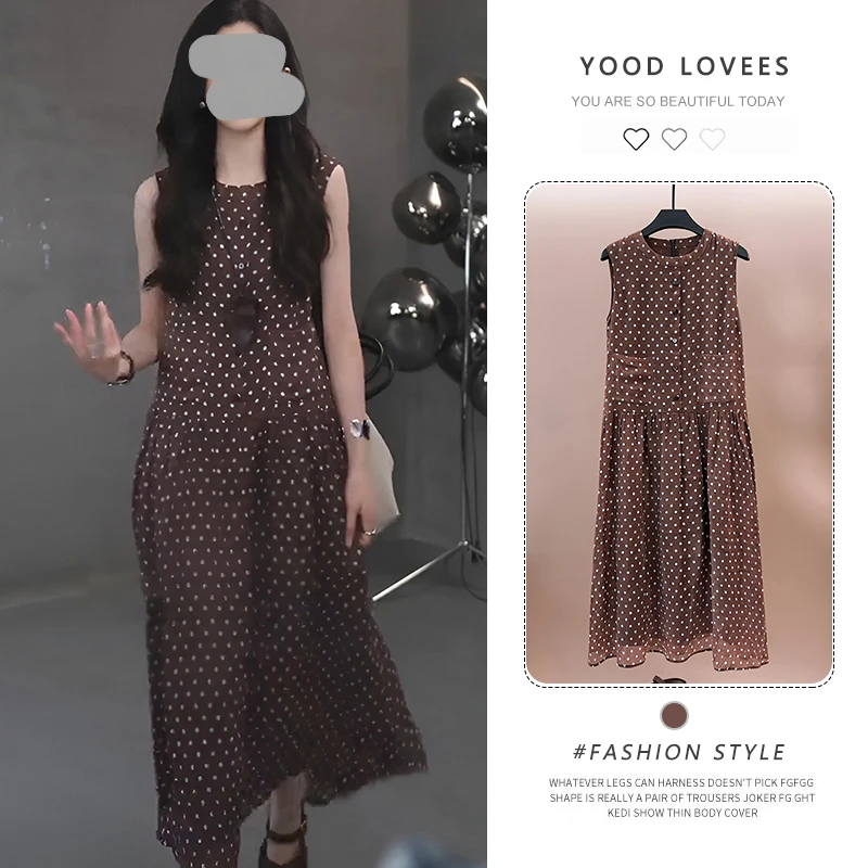 减龄波点连衣裙女2025夏季新款今年流行爆款法式高级感气质中长裙