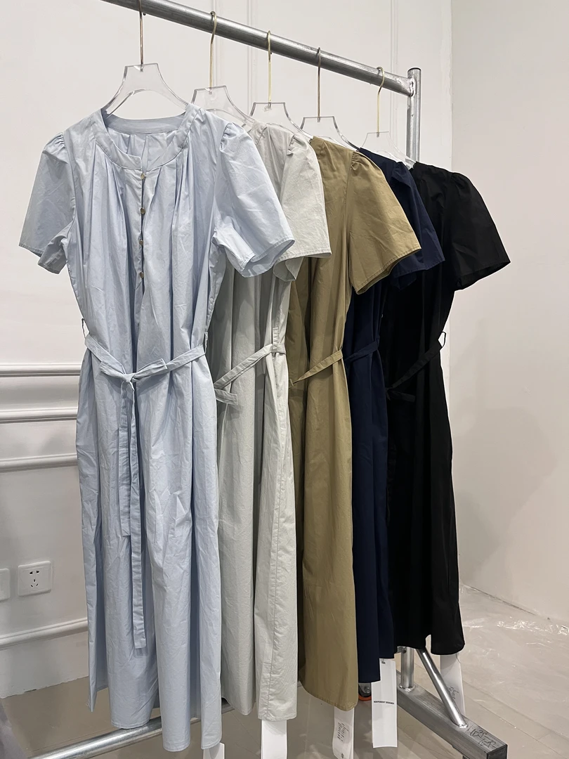 9012设计感衬衫连衣裙女2025年夏季韩版收腰显瘦长款裙