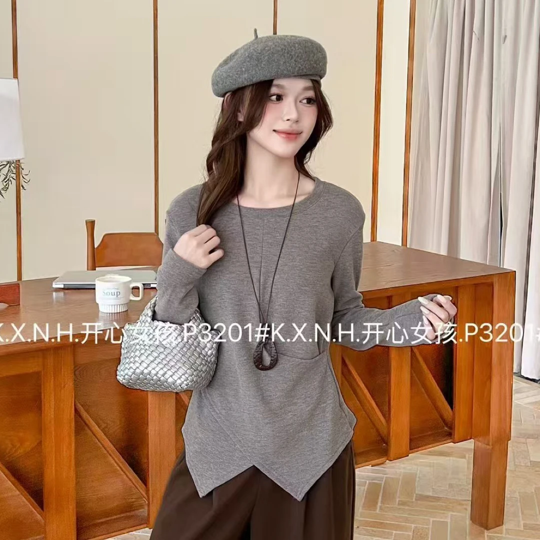 3201不褪色秋季磨毛女常规款时尚圆领秋冬百搭
