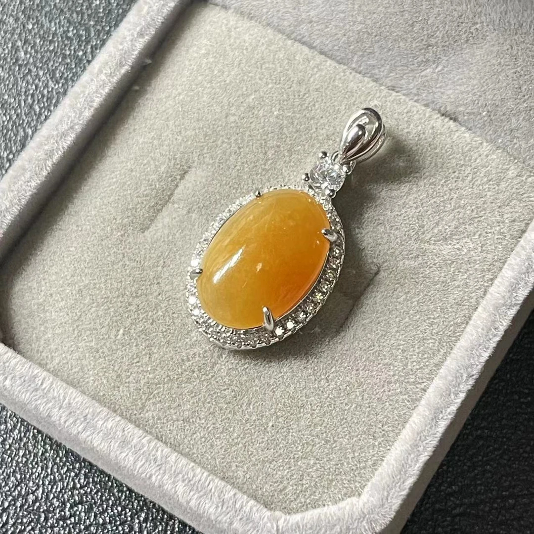 天然缅甸A货翡翠黄翡s925银项链