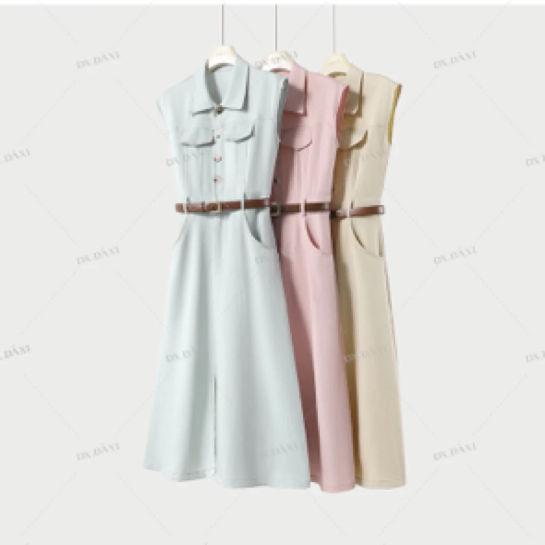 「夏日唱片」夏季时尚气质百搭小飞袖夏季时尚设计感连衣裙#2508