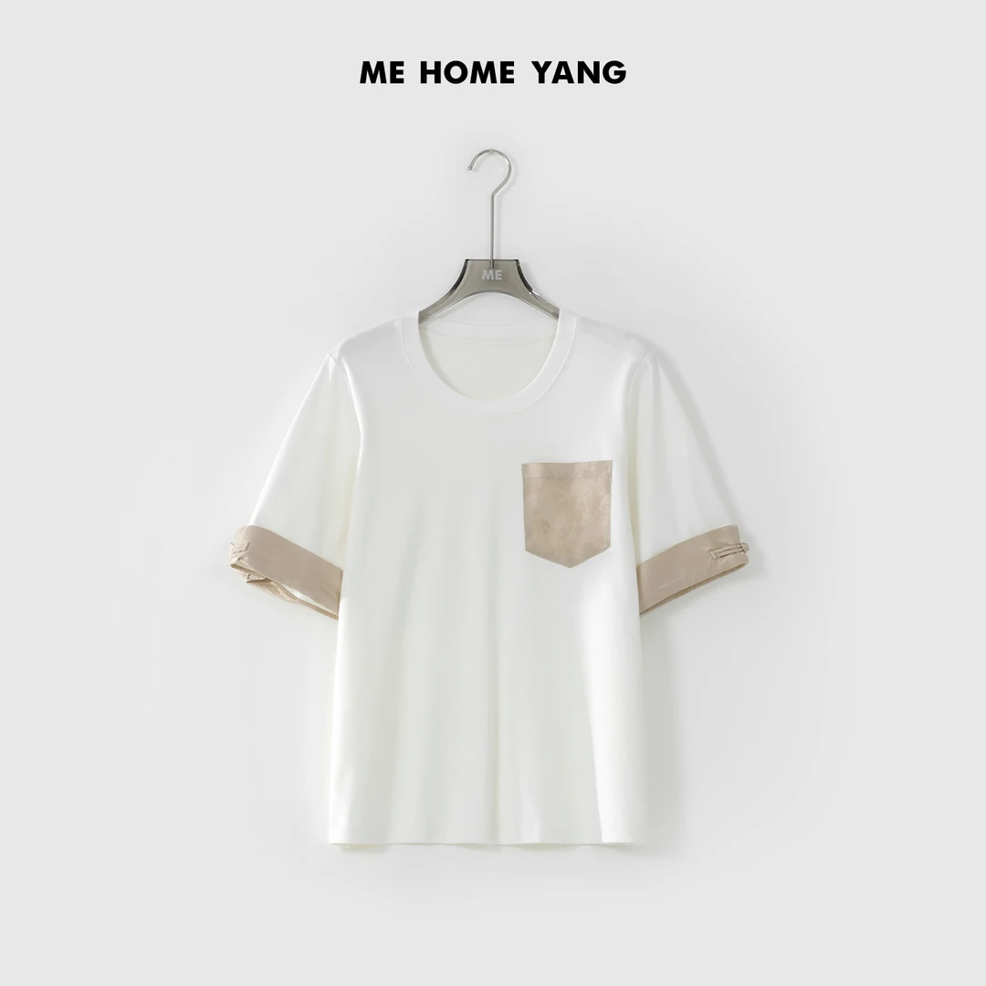 ME【国风口袋T】春季女士新款时尚百搭通勤T恤MEQS0673