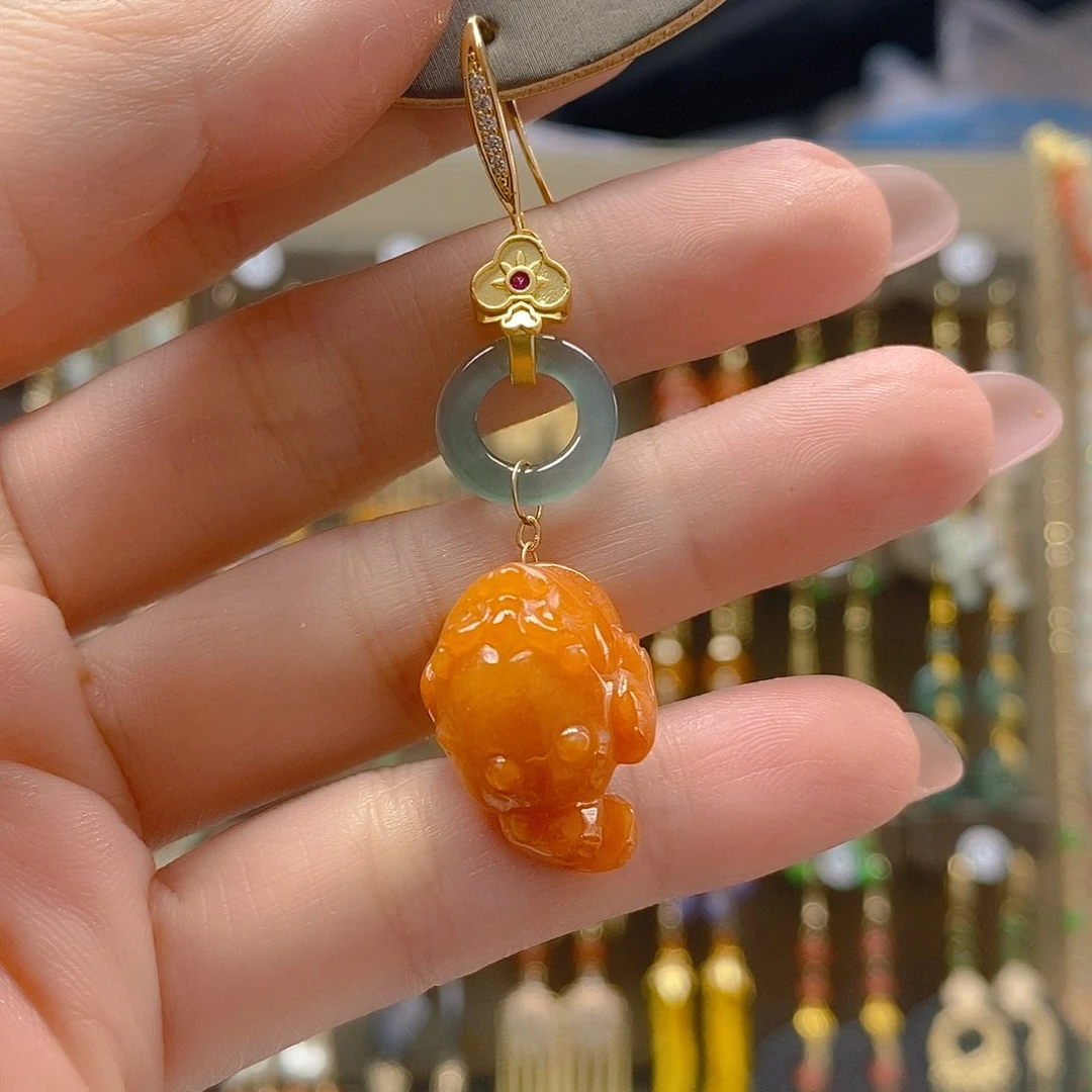 翡翠合金耳饰翡翠