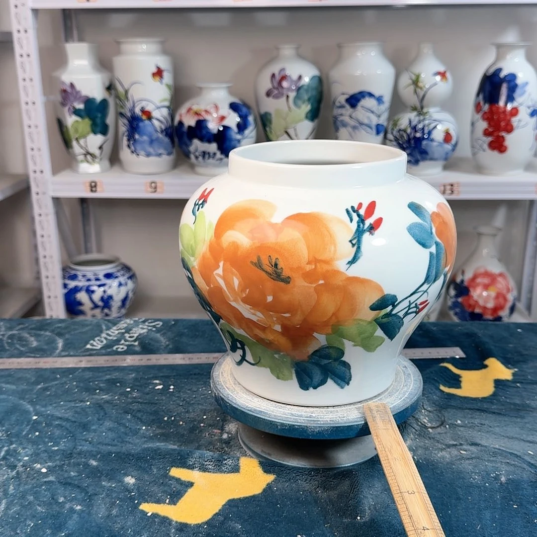 摆件景德镇陶瓷大口黄牡