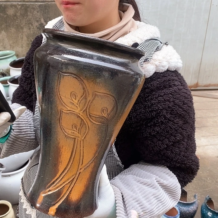 紫砂花盆瑕疵口18高30