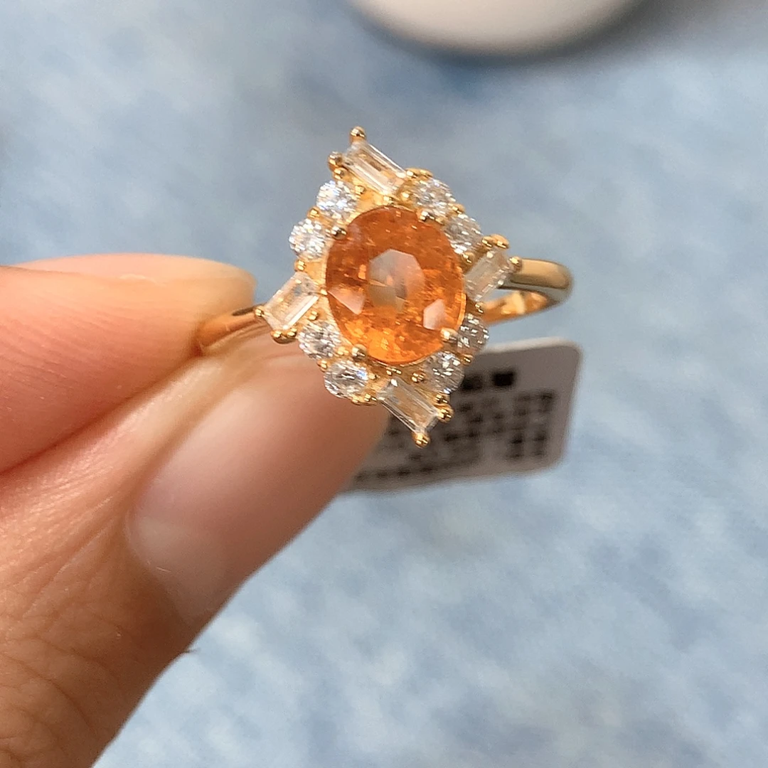 石榴石（芬达石）银S925镶嵌戒指