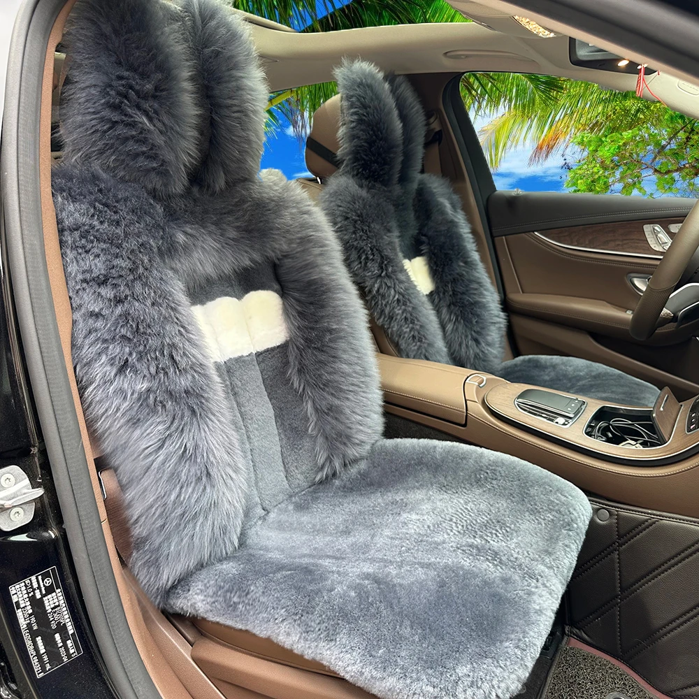 澳洲羊毛汽车座垫冬季保暖车垫长短毛连体车套通用毛垫皮毛一体