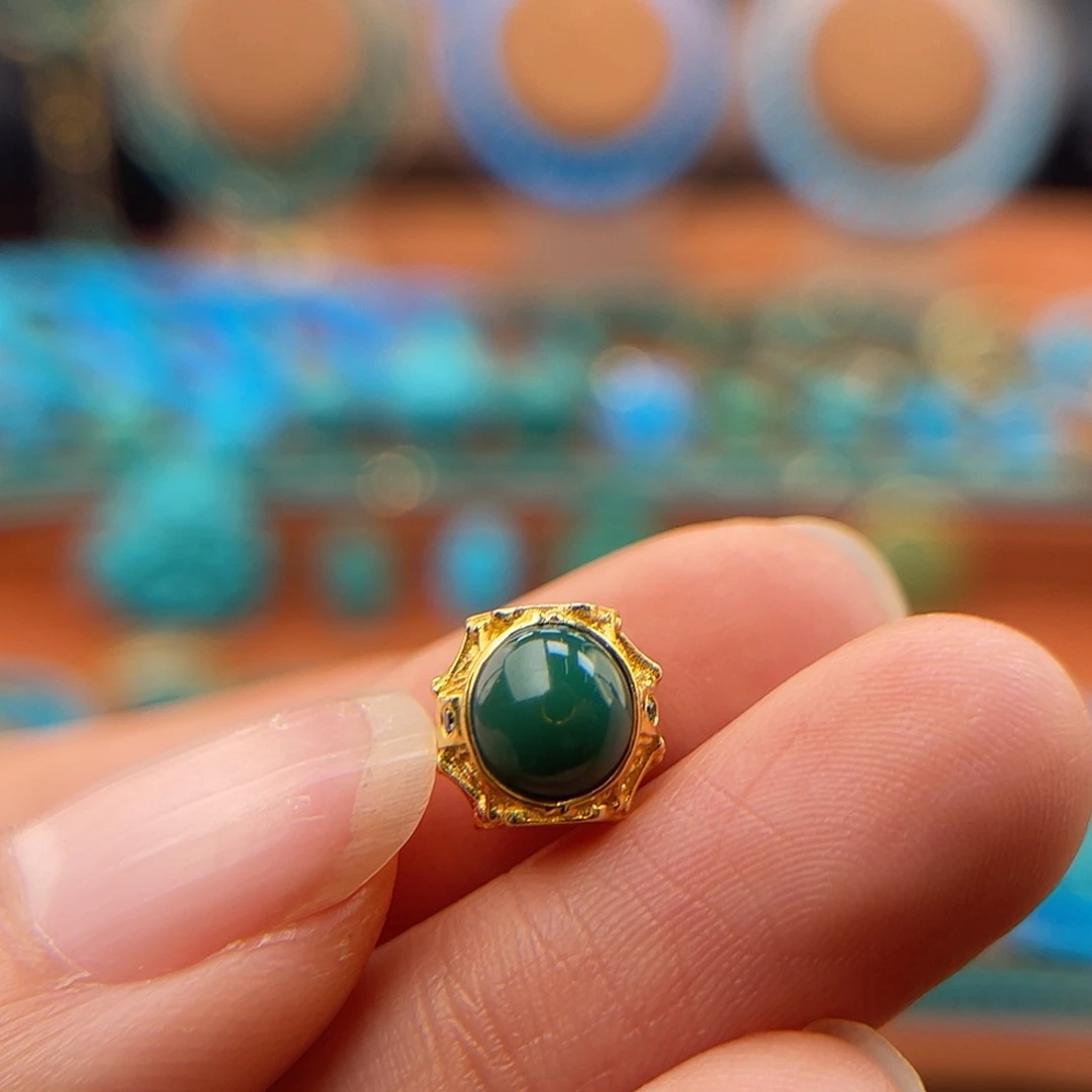 绿松石18K金镶嵌珠宝奇石