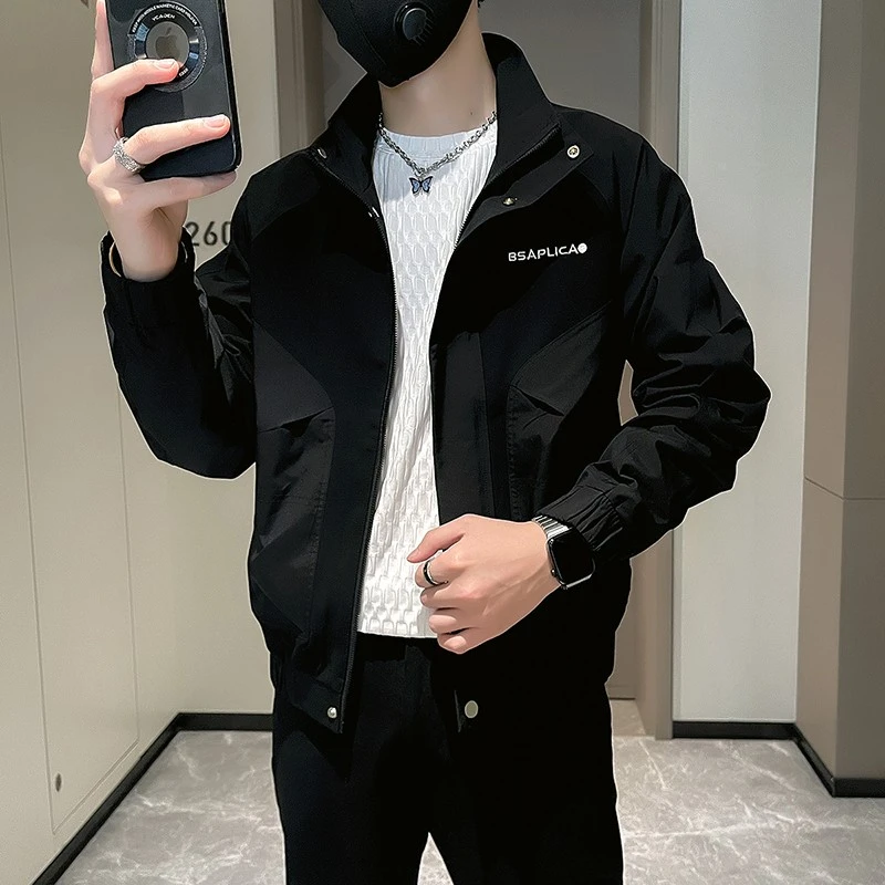 潮牌痞帅工装外套男春秋款潮流刺绣夹克2025新款男士休闲春装上衣