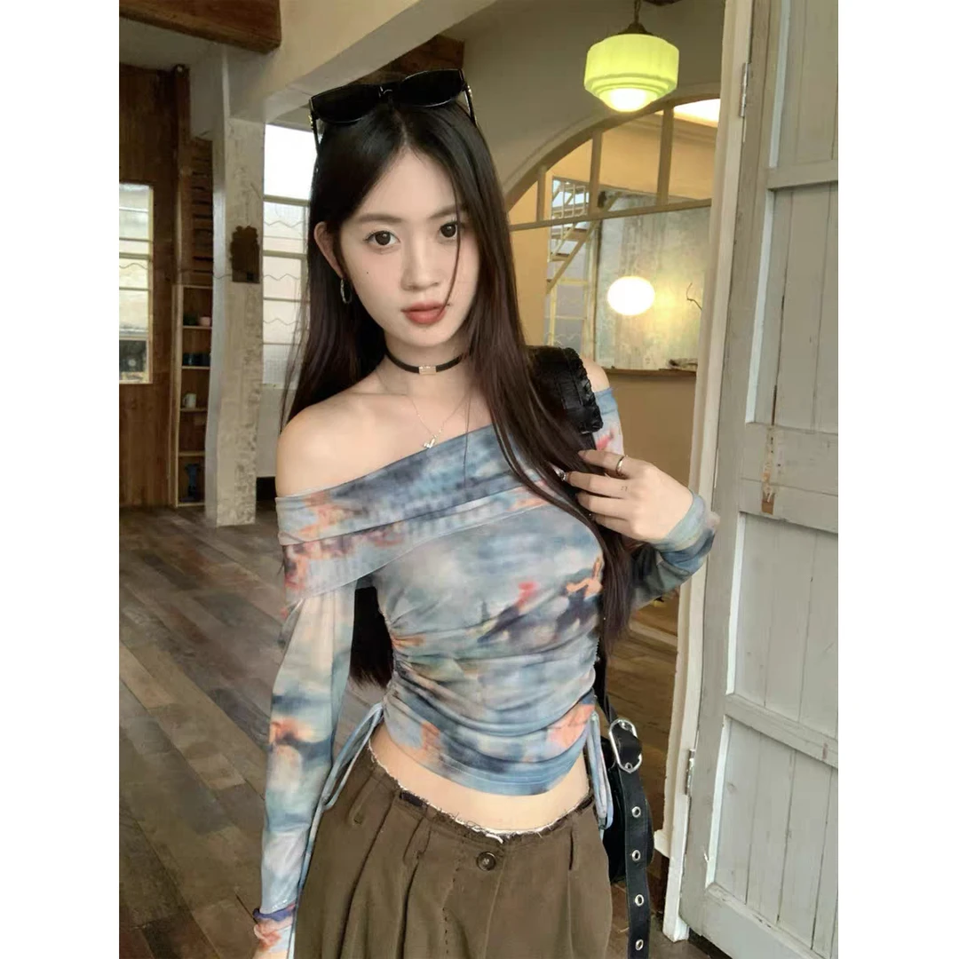 头头女装 辣妹风一字肩网纱＃网纱6104