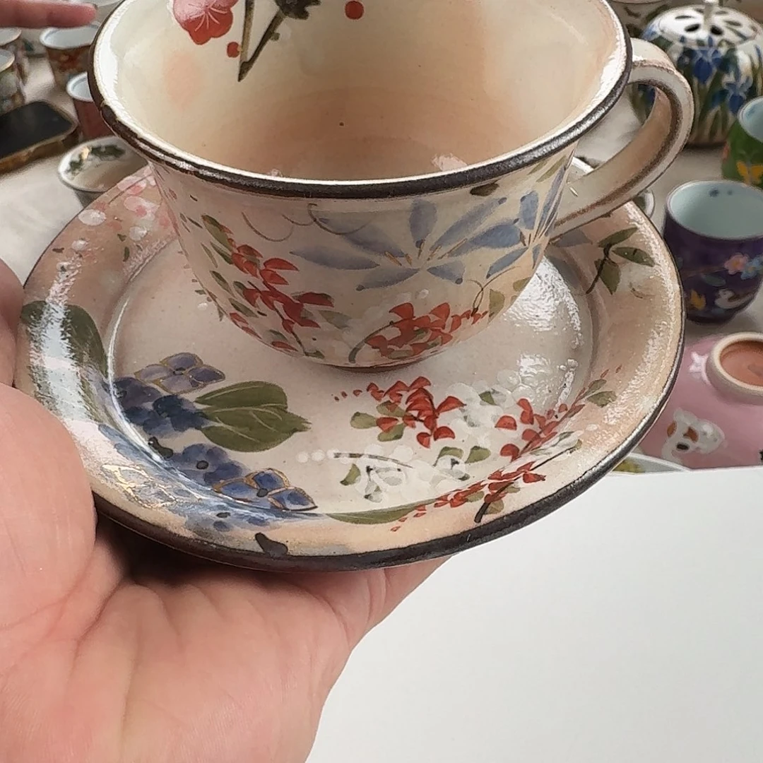 瓷片四季花咖啡杯