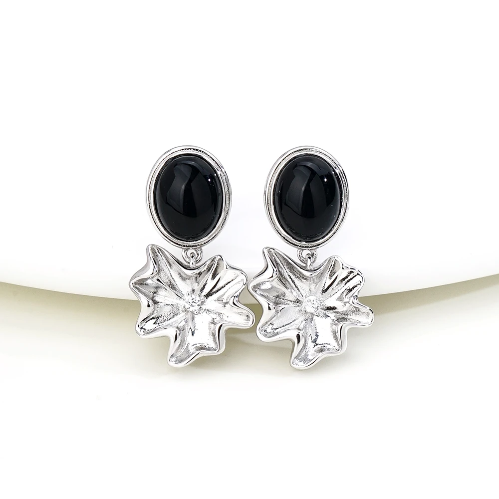 【对白】银925黑玛瑙耳坠45440(现)